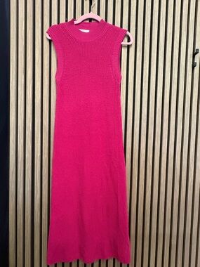Babaton Sleeveless Knit Maxi Dress in Bright Pink
